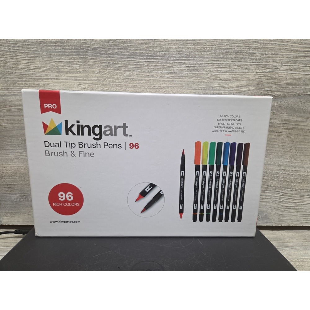 Kingart Twin-Tip Brush Pens 96 Colors Brush & Fine Multicolor Marker Set C6